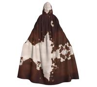 AEKGOHP Cape à capuche pour adulte en peau de vache rouge marron imprimé Halloween vêtements manteau manteau jeu de rôle