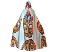 AEKGOHP Cape à capuche pour homme et femme Motif graphique de cœur de l'anatomie humaine Imprimé Halloween Vêtements Manteau Jeu de rôle