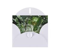 AEKGOHP Carte de vœux blanche avec impression de scène de jungle tropicale pour fête d'anniversaire festive