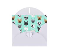 AEKGOHP Carte de vœux blanche avec imprimé bouledogue français pour fête d'anniversaire festive