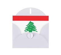 AEKGOHP Carte de vœux blanche avec motif drapeau du Liban pour fête d'anniversaire festive