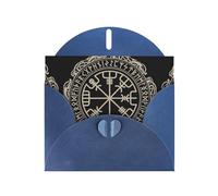 AEKGOHP Carte de vœux bleue au design magique avec runes nordiques et boussole pour fête d'anniversaire festive