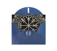 AEKGOHP Carte de vœux bleue au design magique avec runes nordiques et boussole pour fête d'anniversaire festive