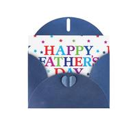 AEKGOHP Carte de vœux bleue avec étoiles et imprimé « Happy Fathers Day » pour fête d'anniversaire festive