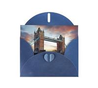 AEKGOHP Carte de vœux bleue avec impression historique du pont de Londres pour fête d'anniversaire festive