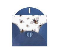 AEKGOHP Carte de vœux bleue avec imprimé abeilles amusantes pour fête d'anniversaire festive
