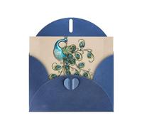 AEKGOHP Carte de vœux bleue avec motif paon imprimé pour fête d'anniversaire festive