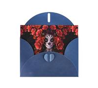 AEKGOHP Carte de vœux bleue Day of the Dead Sugar Roses Skull Prints pour fête d'anniversaire festive Invitation