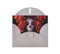 AEKGOHP Carte de vœux grise Day of the Dead Sugar Roses Skull Prints pour fête d'anniversaire festive Invitation