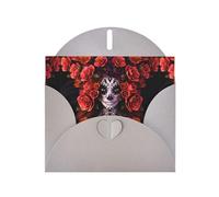 AEKGOHP Carte de vœux grise Day of the Dead Sugar Roses Skull Prints pour fête d'anniversaire festive Invitation
