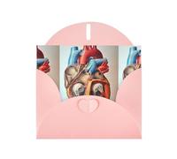 AEKGOHP Carte de vœux rose anatomie humaine cœur imprimé pour fête d'anniversaire festive invitation
