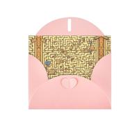 AEKGOHP Carte de vœux rose avec impression labyrinthe au trésor pour fête d'anniversaire festive