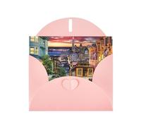 AEKGOHP Carte de vœux rose avec impression San Francisco pour fête d'anniversaire festive