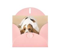 AEKGOHP Carte de vœux rose avec imprimé Basset Hound pour fête d'anniversaire festive