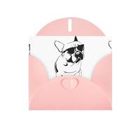 AEKGOHP Carte de vœux rose avec imprimé bouledogue français pour fête d'anniversaire festive