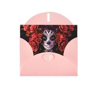 AEKGOHP Carte de vœux rose Day of the Dead Sugar Roses Skull Prints pour fête d'anniversaire festive invitation