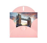 AEKGOHP Carte de vœux rose historique Old Tower Bridge London Imprimés pour fête d'anniversaire festive Invitation