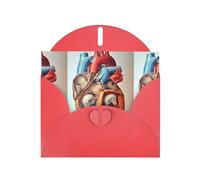 AEKGOHP Carte de vœux rouge anatomie humaine cœur imprimé pour fête d'anniversaire festive invitation
