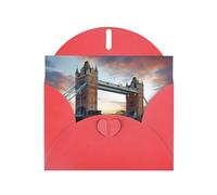 AEKGOHP Carte de vœux rouge avec impression historique Old Tower Bridge de Londres pour fête d'anniversaire festive