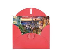 AEKGOHP Carte de vœux rouge avec impression San Francisco pour fête d'anniversaire festive