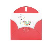 AEKGOHP Carte de vœux rouge avec imprimé lama pour fête d'anniversaire festive