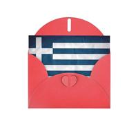 AEKGOHP Carte de vœux rouge avec motif drapeau grec pour invitation à une fête d'anniversaire festive