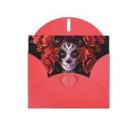 AEKGOHP Carte de vœux rouge Day of the Dead Sugar Roses Skull Prints pour fête d'anniversaire festive Invitation
