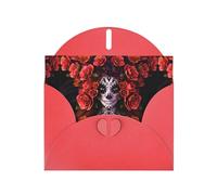 AEKGOHP Carte de vœux rouge Day of the Dead Sugar Roses Skull Prints pour fête d'anniversaire festive Invitation