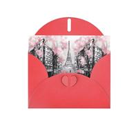 AEKGOHP Carte de vœux rouge Paris Street Tour Eiffel imprimé floral rose pour fête d'anniversaire