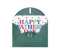 AEKGOHP Carte de vœux vert foncé avec étoiles et inscription Happy Father's Day Prints for Festive Birthday Party Invitation