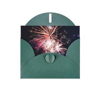 AEKGOHP Carte de vœux vert foncé avec impression feu d'artifice pour fête d'anniversaire festive