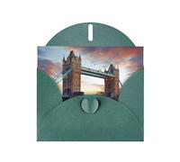 AEKGOHP Carte de vœux vert foncé avec impression historique du pont de Londres pour fête d'anniversaire festive