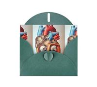 AEKGOHP Carte de vœux vert foncé avec motif anatomie humaine en forme de cœur pour fête d'anniversaire festive