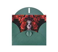 AEKGOHP Carte de vœux vert foncé Day of the Dead Sugar Roses Skull Prints pour fête d'anniversaire festive invitation