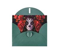 AEKGOHP Carte de vœux vert foncé Day of the Dead Sugar Roses Skull Prints pour fête d'anniversaire festive invitation