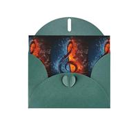AEKGOHP Carte de vœux Vert foncé Ice and Fire Music Key Prints for Festive Birthday Party Invitation