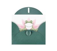 AEKGOHP Carte de vœux verte foncée avec motif grenouille faisant du yoga pour fête d'anniversaire festive