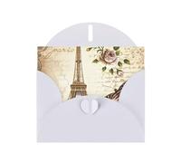 AEKGOHP Carte de vœux vintage avec imprimé Paris Tour Eiffel et papillons Blanc