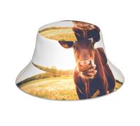 AEKGOHP Chapeau bob réfléchissant imprimé vache animal léger, respirant, pliable pour homme et femme noir