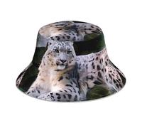 AEKGOHP Chapeau cloche réfléchissant imprimé léopard des neiges léger, respirant, pliable pour homme et femme, noir