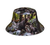 AEKGOHP Chapeau cloche réfléchissant imprimé ours léger, respirant, pliable pour homme et femme, noir