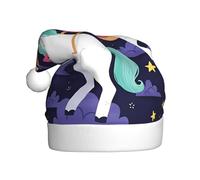 AEKGOHP Chapeau de Noël en peluche pour adulte - Motif licorne - Arc-en-ciel - Doux au toucher - Pour les fêtes de vacances et les danses - Convient pour les hommes et les femmes