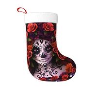 AEKGOHP Chaussettes décoratives de Noël Day Of The Dead Sugar Roses Skull Pattern douces et légères, ne se décolorent pas, adaptées pour Halloween, les fêtes de fin d'année, les cheminées
