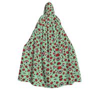 AEKGOHP Coccinelles rouges sur fond bleu imprimé Halloween adulte cape à capuche vêtements homme et femme manteau manteau jeu de rôle