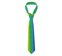 AEKGOHP Cravate pour homme avec fond en bois coloré arc-en-ciel - Douce et confortable pour le travail, le travail, un anniversaire, un mariage, une fête, un banquet - 145 x 7,9 cm - Facile