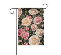AEKGOHP De nombreuses belles roses imprimées sur mât de drapeau de jardin extérieur décoration de cour double face 30,5 x 45,7 cm