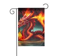 AEKGOHP Dragon King in Fire Prints Mât de drapeau de jardin extérieur décoration de cour double face 30,5 x 45,7 cm