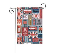 AEKGOHP Drapeau de jardin avec impression de symboles de l'Angleterre - Décoration de cour extérieure - Double face - 30,5 x 45,7 cm