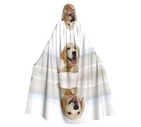 AEKGOHP Golden Retriever Puppies Cape à capuche pour adulte Imprimé Halloween Vêtements pour homme et femme Manteau pour jeu de rôle