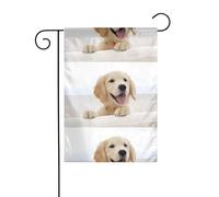AEKGOHP Golden Retriever Puppies - Mât de drapeau de jardin - Décoration extérieure - Double face - 30,5 x 45,7 cm